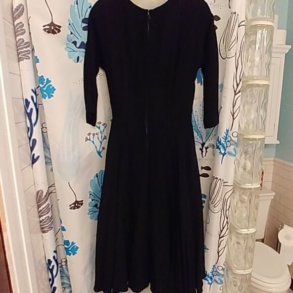 Vintage 50s 60s R&K Originals Black Crepe Dress - Picture 3 of 8
